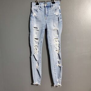 AEO American Eagle Outfitter Curvy Distressed Jeggings Light Wash Dream Jean